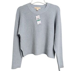 MICHAEL Michael Kors Chambray Waffle-Knit Cropped Sweater Large NWT